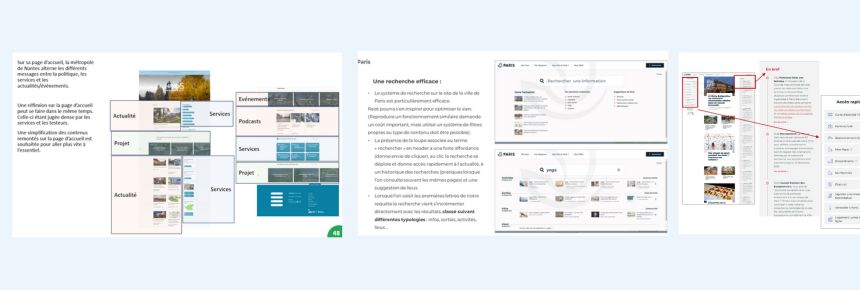 Capture d'écran montrant le travail réaliser lors d'une étude de la concurrence sur des sites de villes.